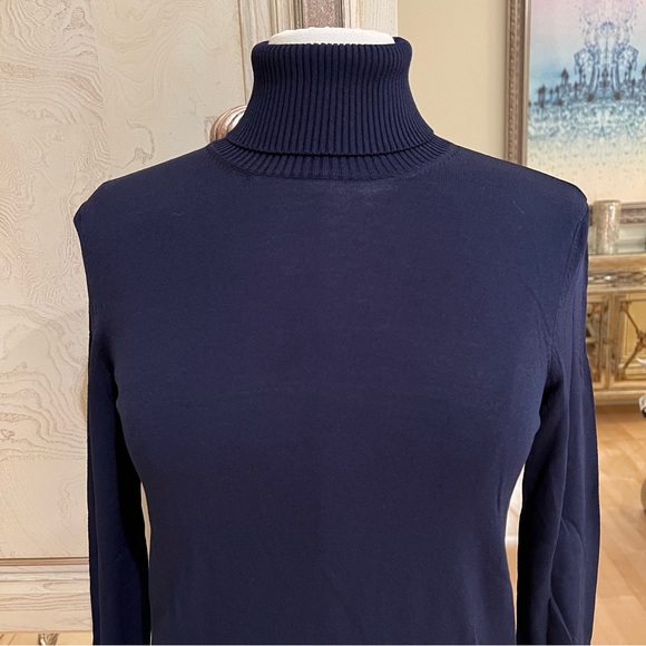 Tory Burch Sweaters - Tory Burch Candace Navy Turtleneck Sweater With Red "T" Logo On Sleeve